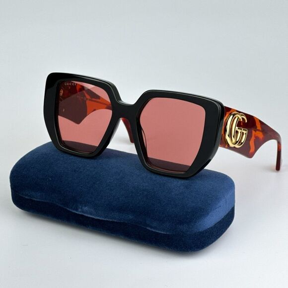 NEW Gucci GG0956S 009 Black Havana Orange Cat Eye Unisex Sunglasses GG 0956S